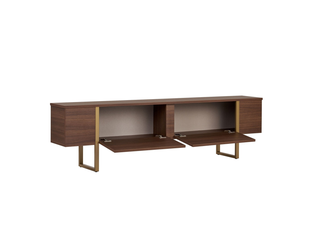 Soporte de TV de madera "Onera" - 180 x 30 x 50 cm - Nogal / Oro