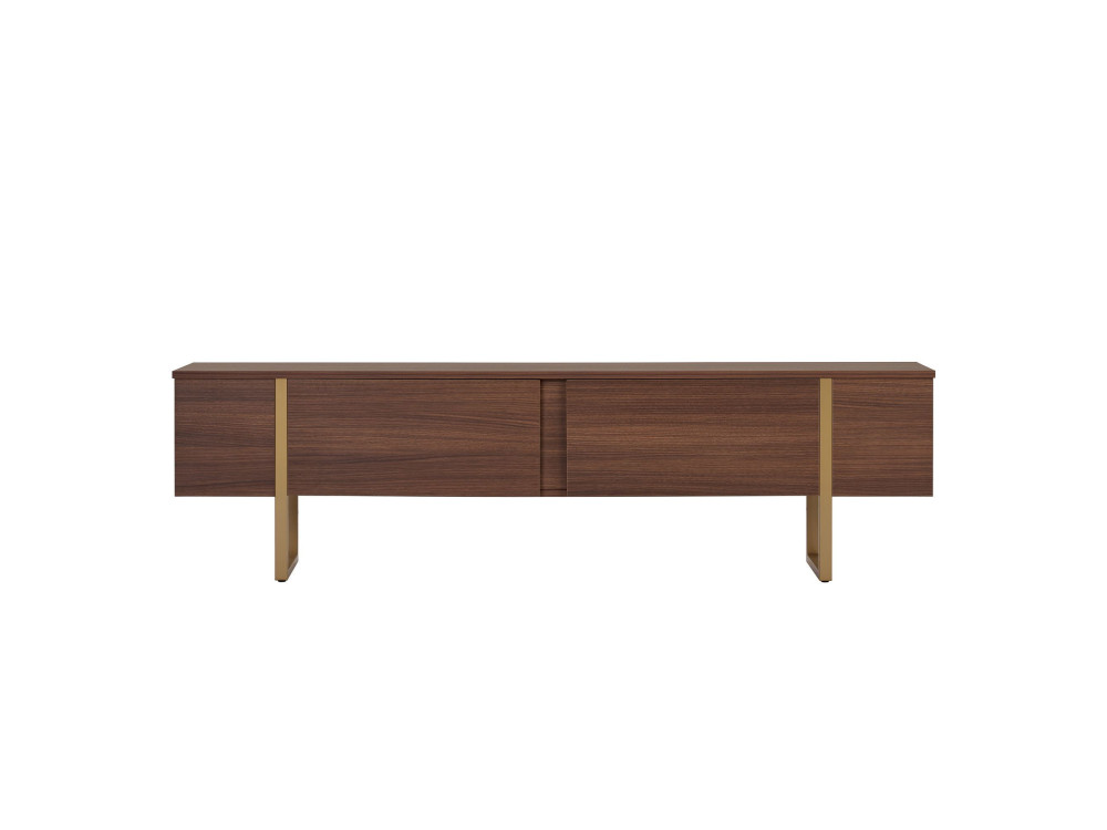 Soporte de TV de madera "Onera" - 180 x 30 x 50 cm - Nogal / Oro