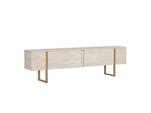 Soporte de TV de madera "Onera" - 180 x 30 x 50 cm - Travertino / Oro