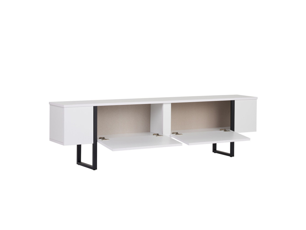 Soporte de TV de madera "Onera" - 180 x 30 x 45 cm - BlancoNegro
