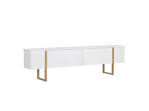 Soporte de TV de madera "Onera" - 180 x 30 x 50 cm - Blanco / Dorado