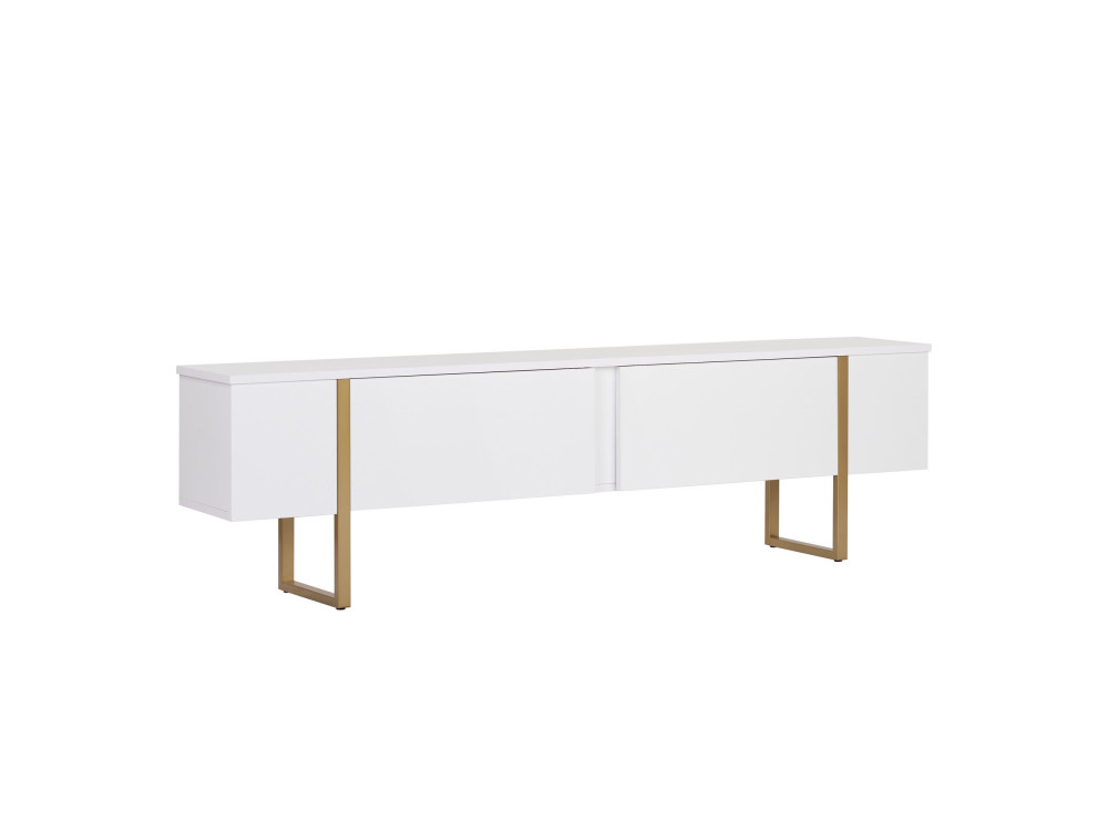 Soporte de TV de madera "Onera" - 180 x 30 x 50 cm - Blanco / Dorado