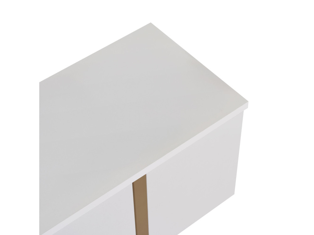 Soporte de TV de madera "Onera" - 180 x 30 x 50 cm - Blanco / Dorado