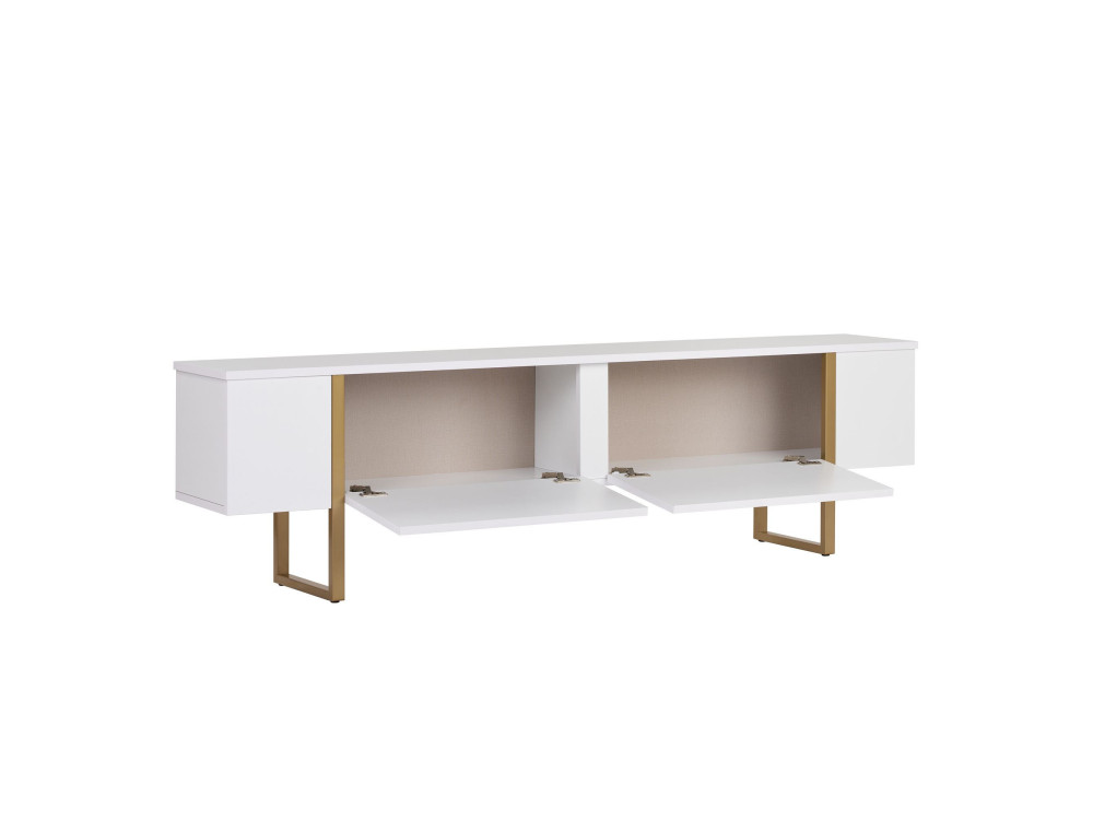 Soporte de TV de madera "Onera" - 180 x 30 x 50 cm - Blanco / Dorado