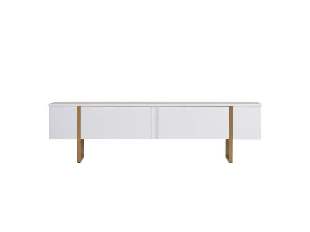 Soporte de TV de madera "Onera" - 180 x 30 x 50 cm - Blanco / Dorado