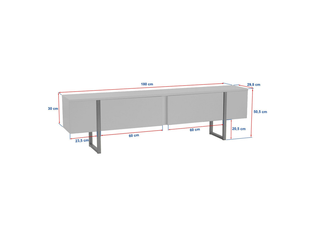 Soporte de TV de madera "Onera" - 180 x 30 x 50 cm - Blanco / Dorado