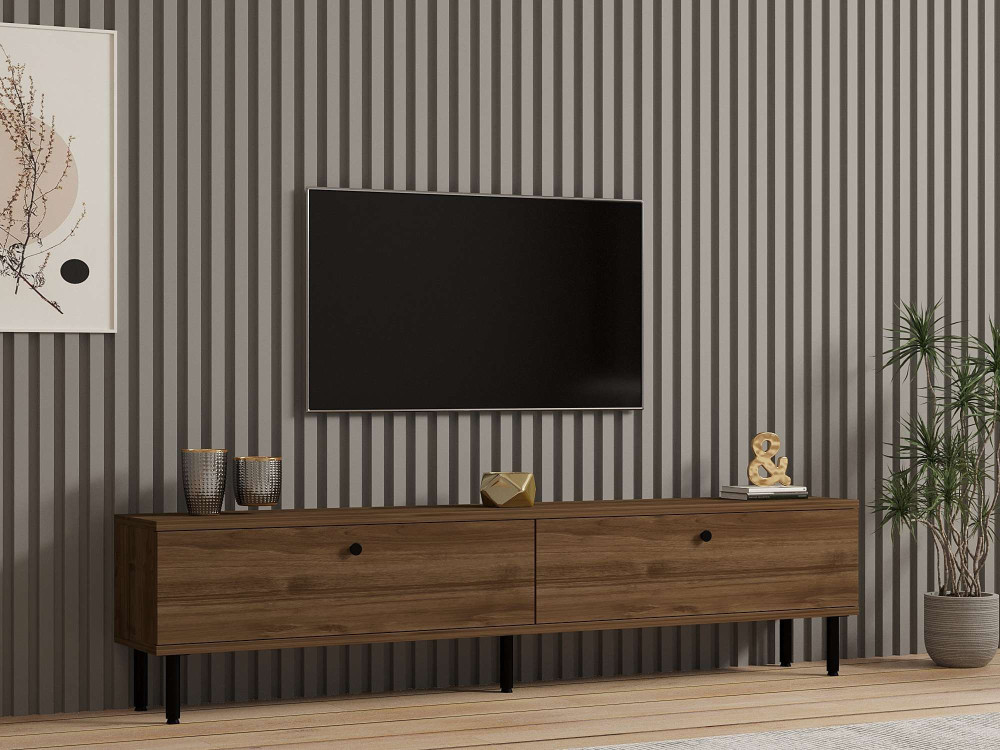 Soporte de TV de madera "Nantes" - 160 x 25 x 37 cm - Marrón