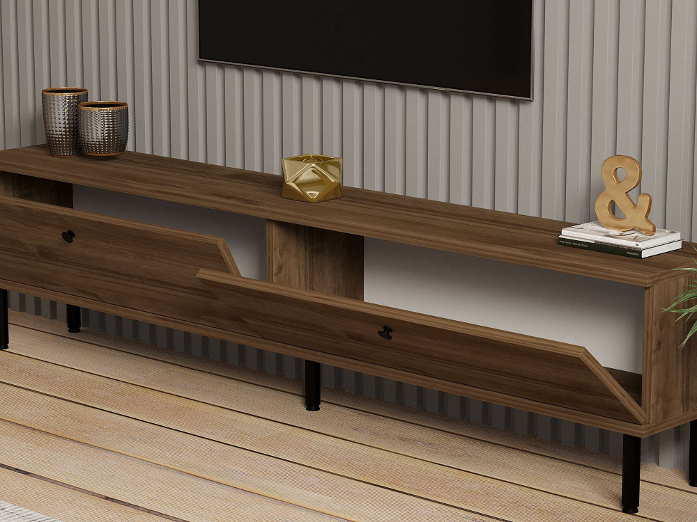 Soporte de TV de madera "Nantes" - 160 x 25 x 37 cm - Marrón
