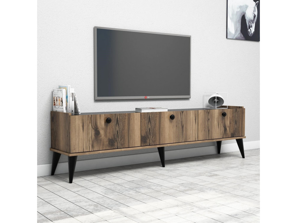 Soporte de TV de madera "Lidya" - 180 x 35 x 49 cm - Marrón