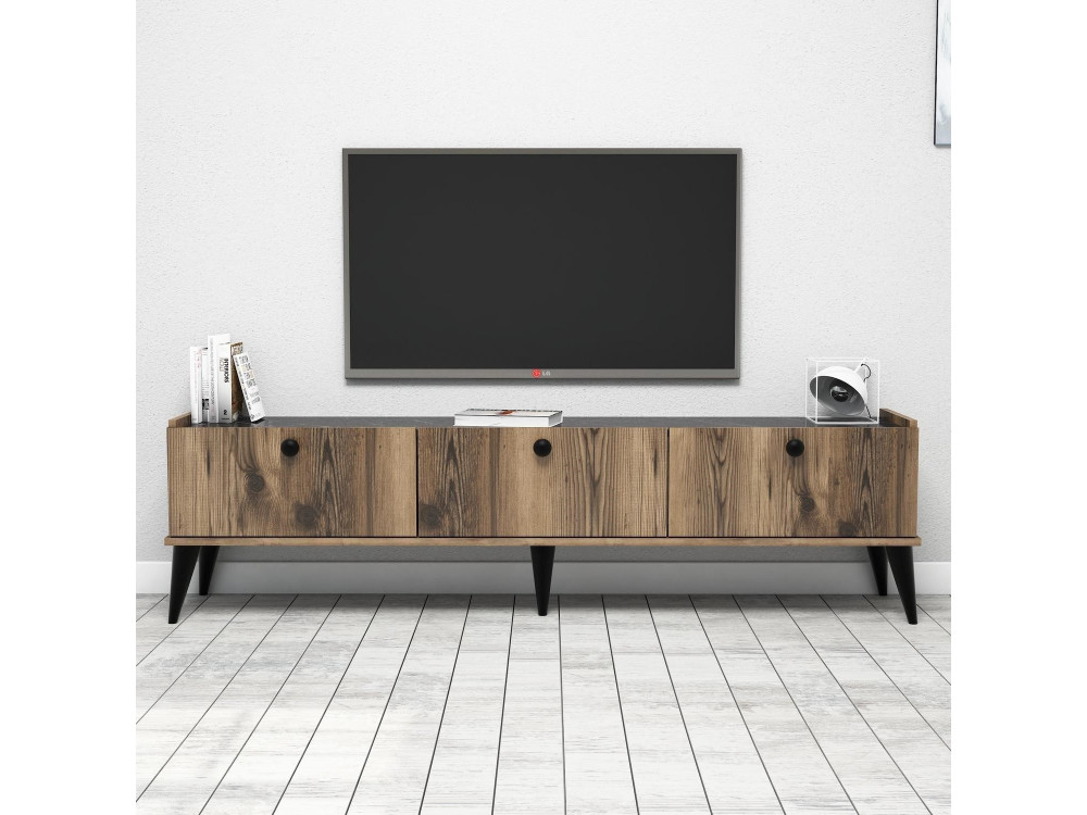 Soporte de TV de madera "Lidya" - 180 x 35 x 49 cm - Marrón