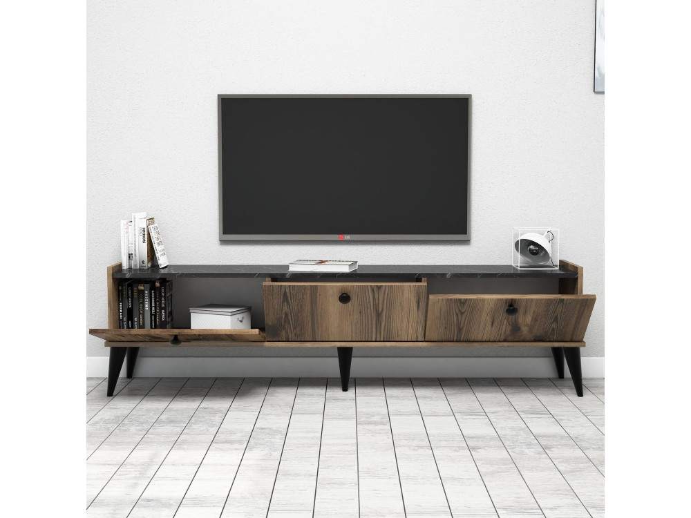 Soporte de TV de madera "Lidya" - 180 x 35 x 49 cm - Marrón