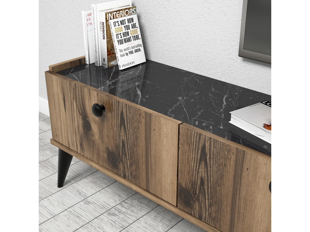 Soporte de TV de madera "Lidya" - 180 x 35 x 49 cm - Marrón