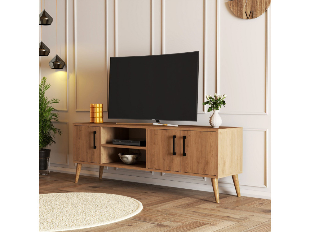 Soporte de TV de madera "Exxen" - 150 x 34 x 52 cm - Marrón