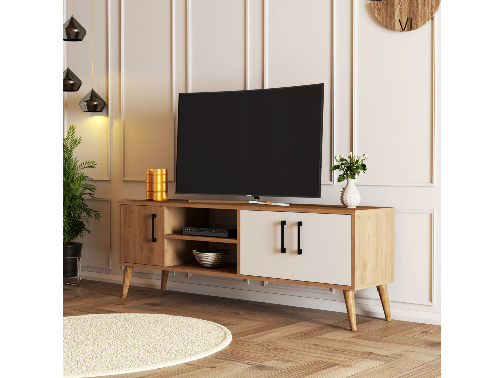 Soporte de TV de madera "Exxen" - 150 x 34 x 52 cm - Blanco