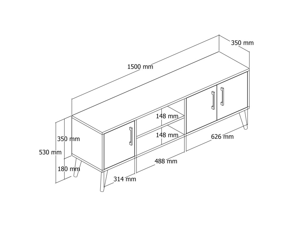 Soporte de TV de madera "Exxen" - 150 x 34 x 52 cm - Blanco
