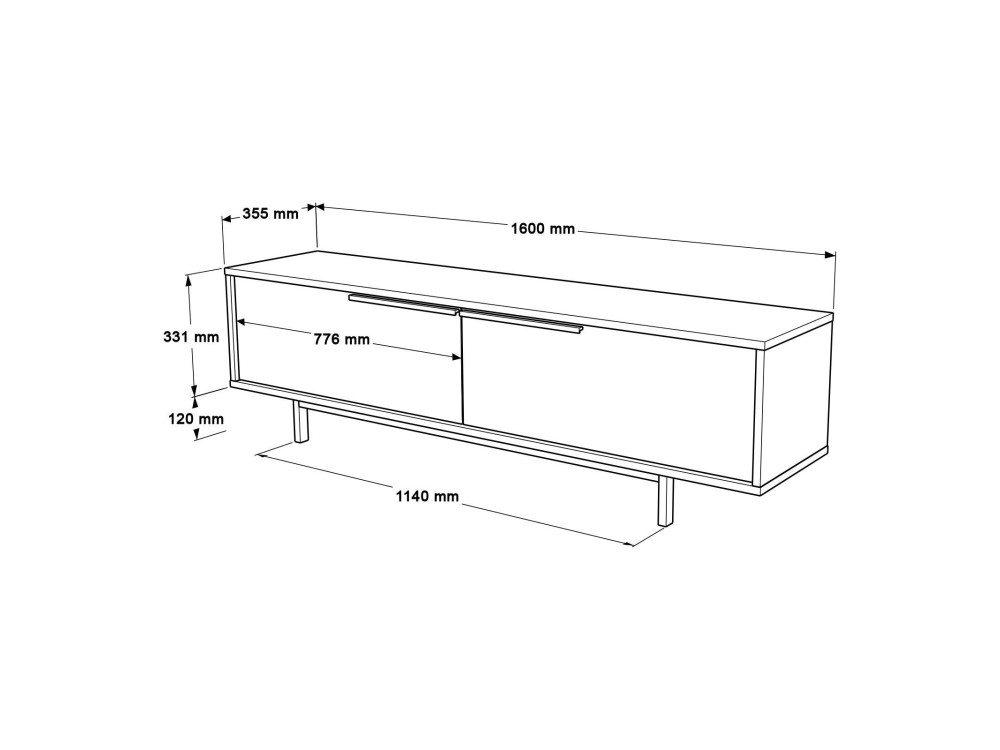Soporte de TV de madera "ON1-SW" - 160 x 35 x 45 cm - Blanco