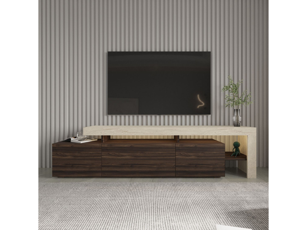 Soporte de TV de madera "Beliz" - 192 x 37 x 53 cm - Marrón