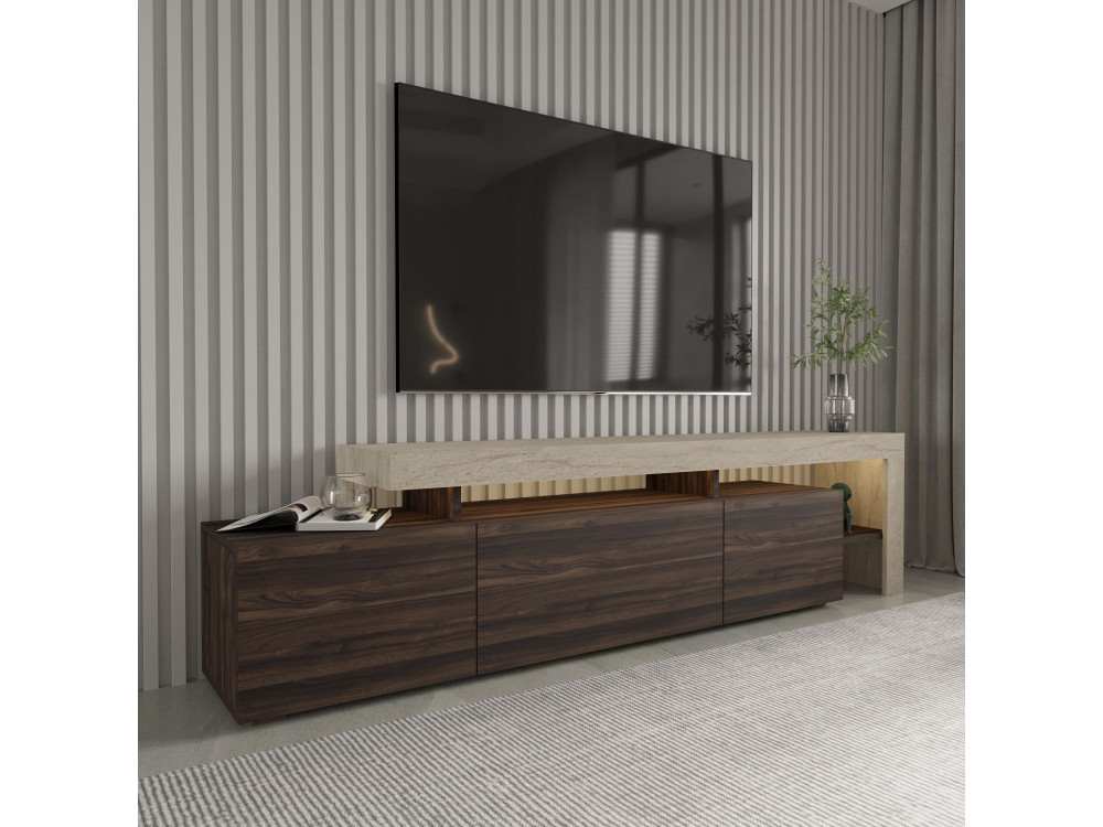 Soporte de TV de madera "Beliz" - 192 x 37 x 53 cm - Marrón