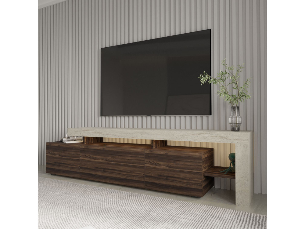 Soporte de TV de madera "Beliz" - 192 x 37 x 53 cm - Marrón
