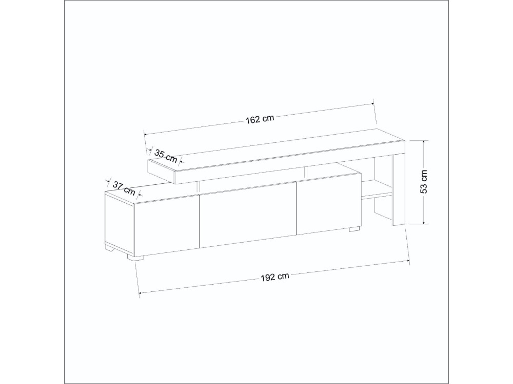 Soporte de TV de madera "Beliz" - 192 x 37 x 53 cm - Marrón