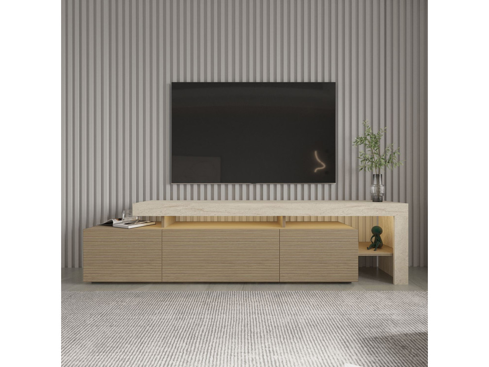 Soporte de TV de madera "Beliz" - 192 x 37 x 53 cm - Beige