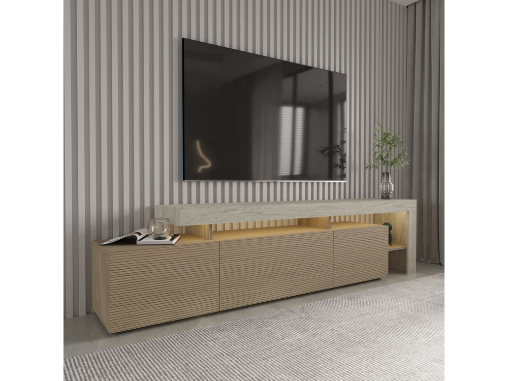 Soporte de TV de madera "Beliz" - 192 x 37 x 53 cm - Beige