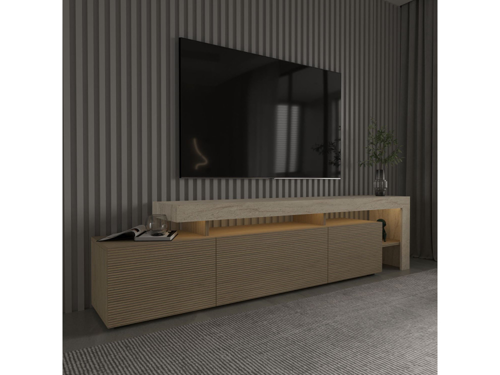 Soporte de TV de madera "Beliz" - 192 x 37 x 53 cm - Beige