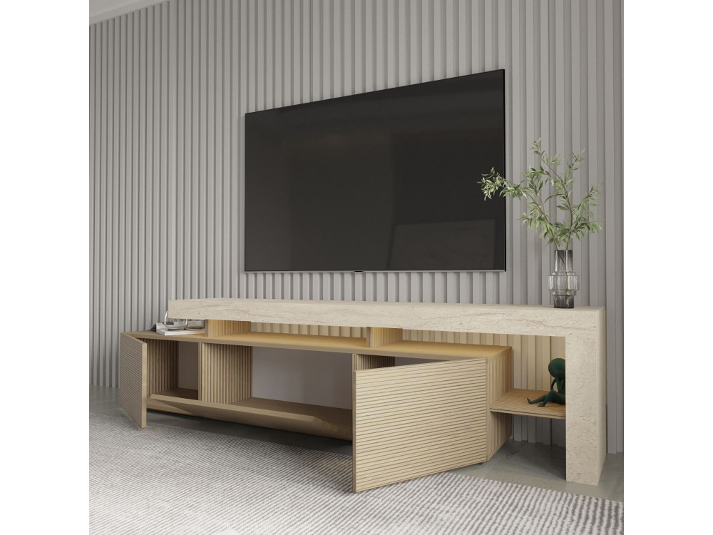 Soporte de TV de madera "Beliz" - 192 x 37 x 53 cm - Beige