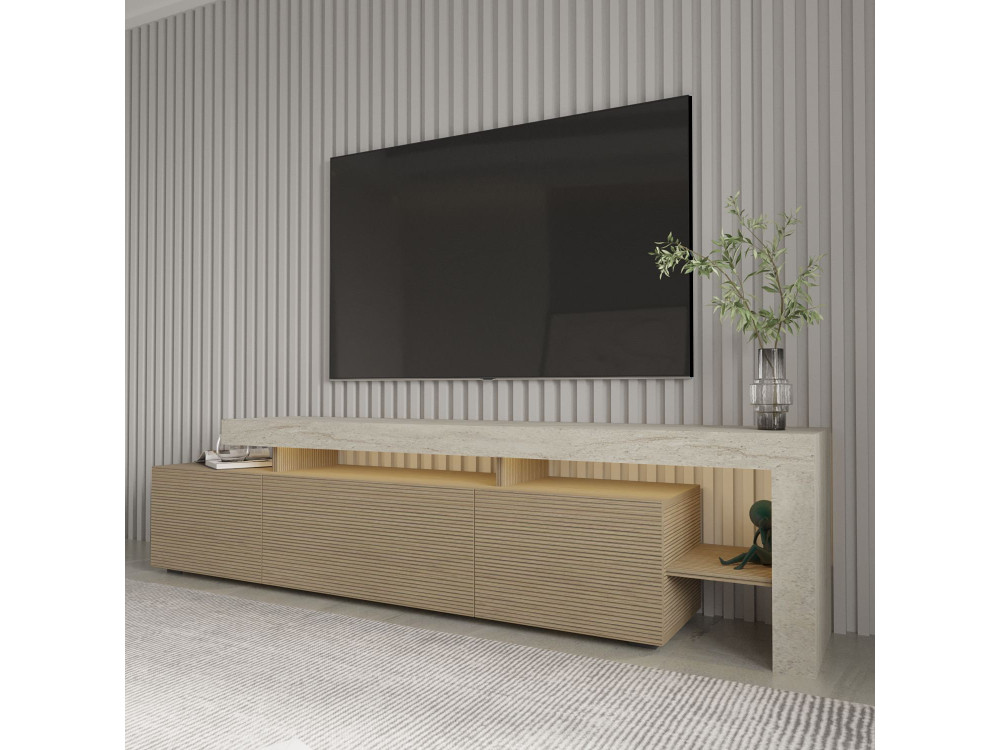 Soporte de TV de madera "Beliz" - 192 x 37 x 53 cm - Beige