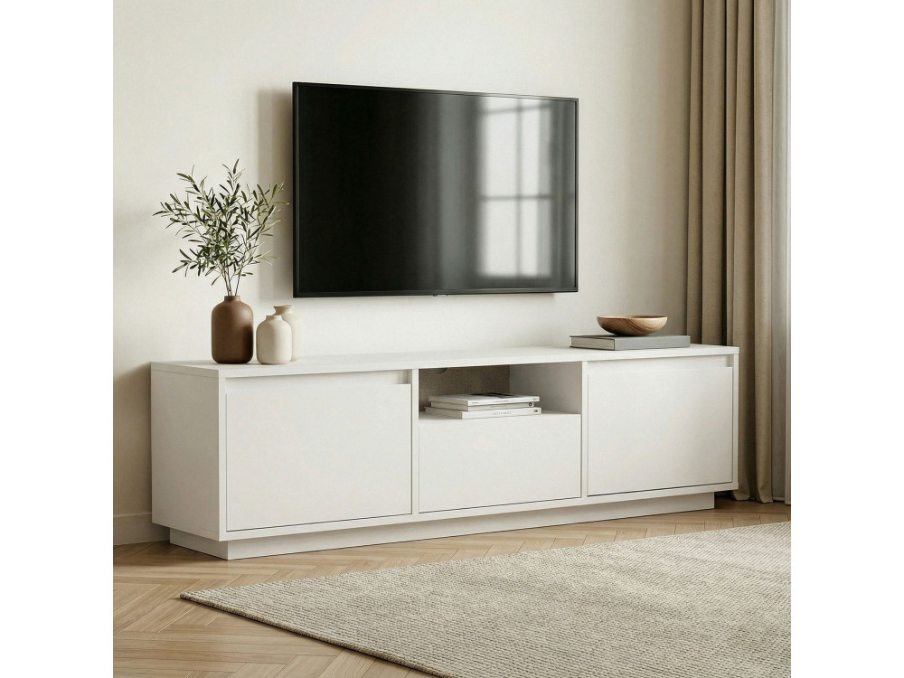 Soporte de TV de madera "Sentinel" - 160 x 30 x 42 cm - Blanco