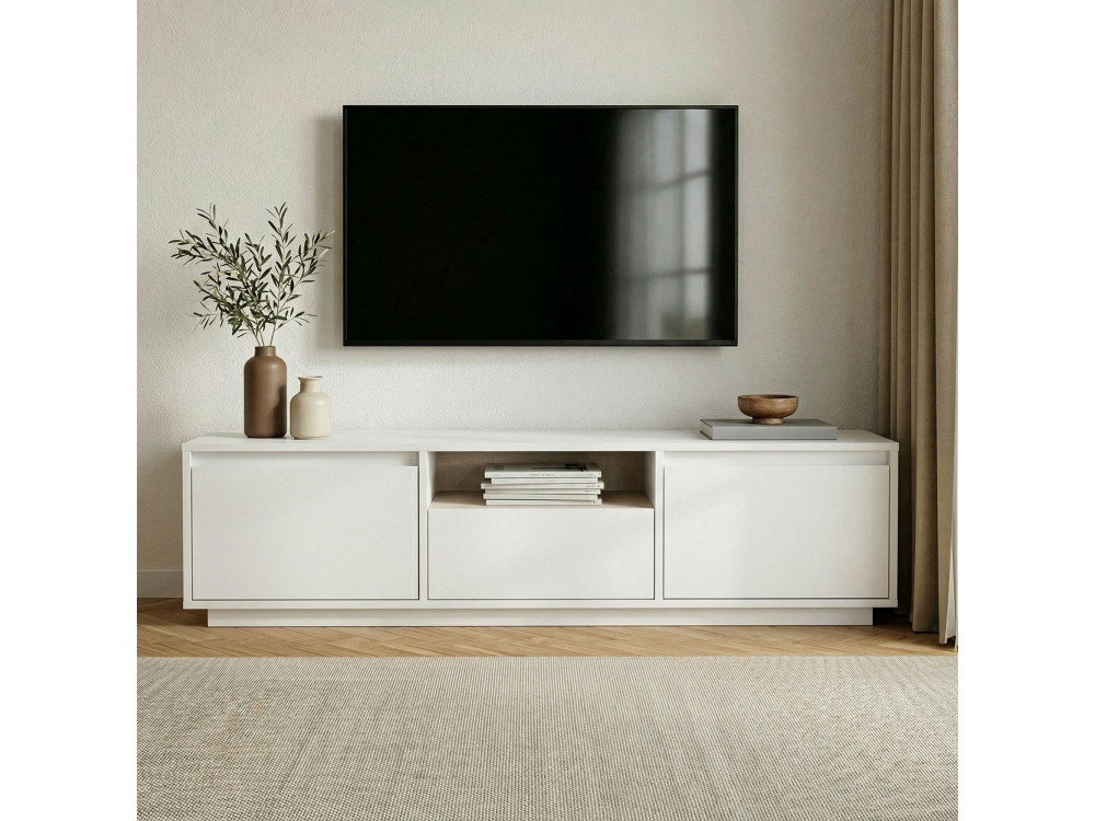 Soporte de TV de madera "Sentinel" - 160 x 30 x 42 cm - Blanco