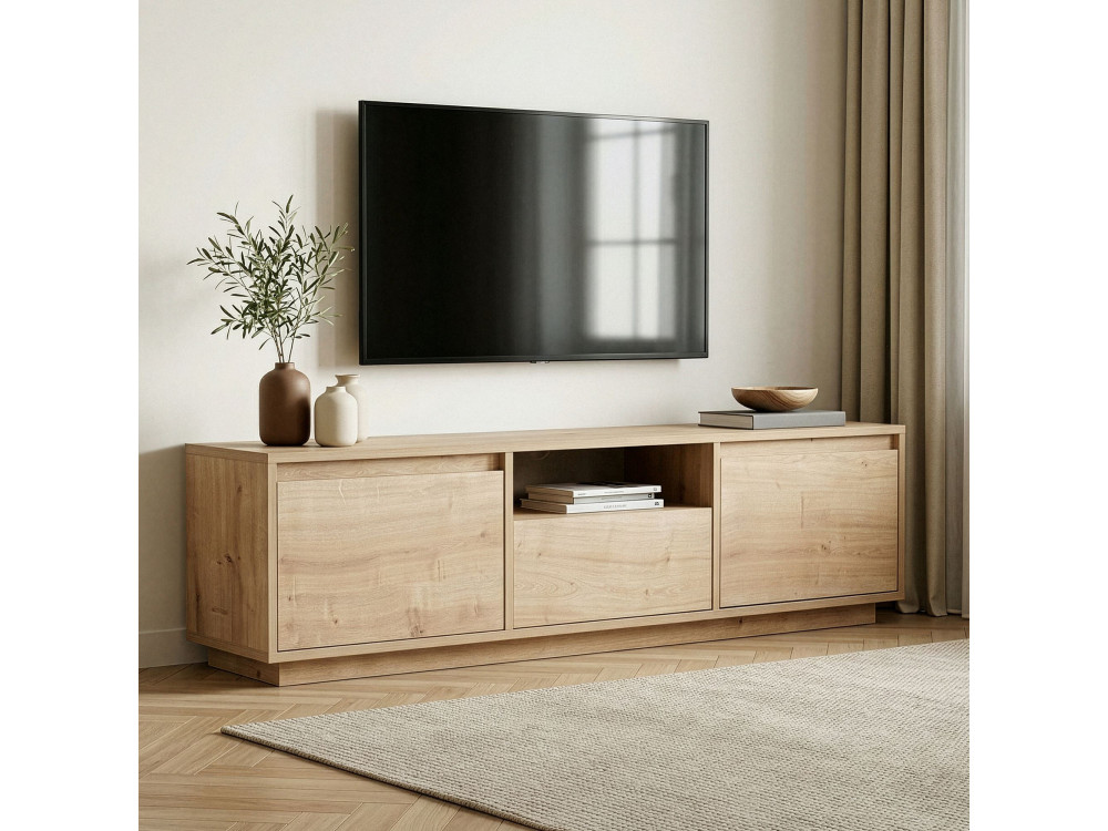 Soporte de TV de madera "Sentinel" - 160 x 30 x 42 cm - Beige