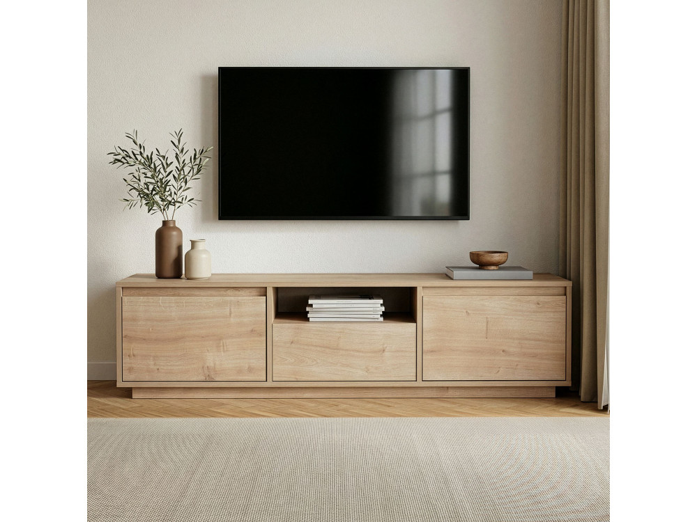 Soporte de TV de madera "Sentinel" - 160 x 30 x 42 cm - Beige