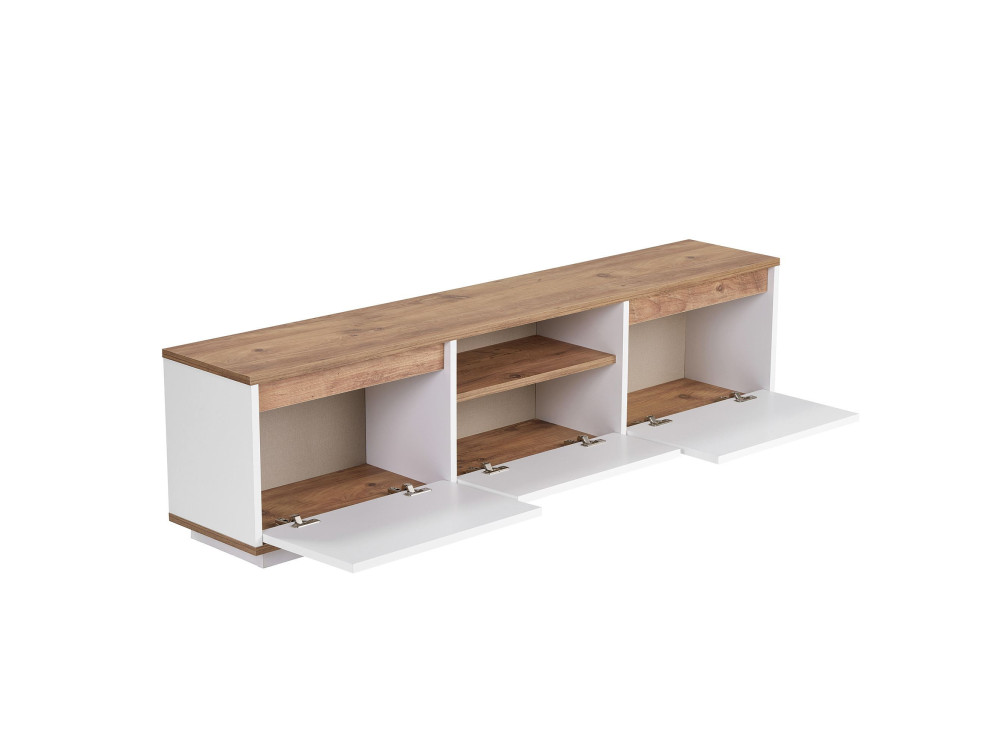 Soporte de TV de madera "Sentinel" - 160 x 30 x 42 cm - Blanco