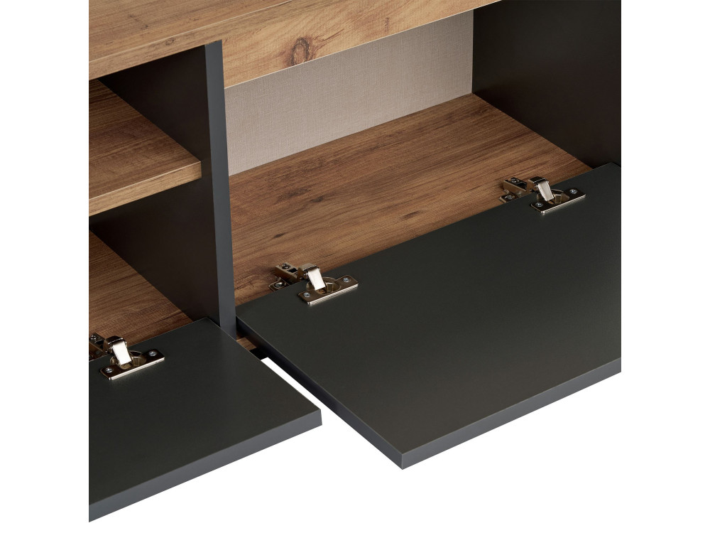 Soporte de TV de madera "Sentinel" - 160 x 30 x 42 cm - Gris antracita