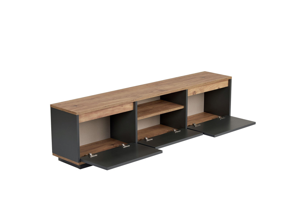 Soporte de TV de madera "Sentinel" - 160 x 30 x 42 cm - Gris antracita