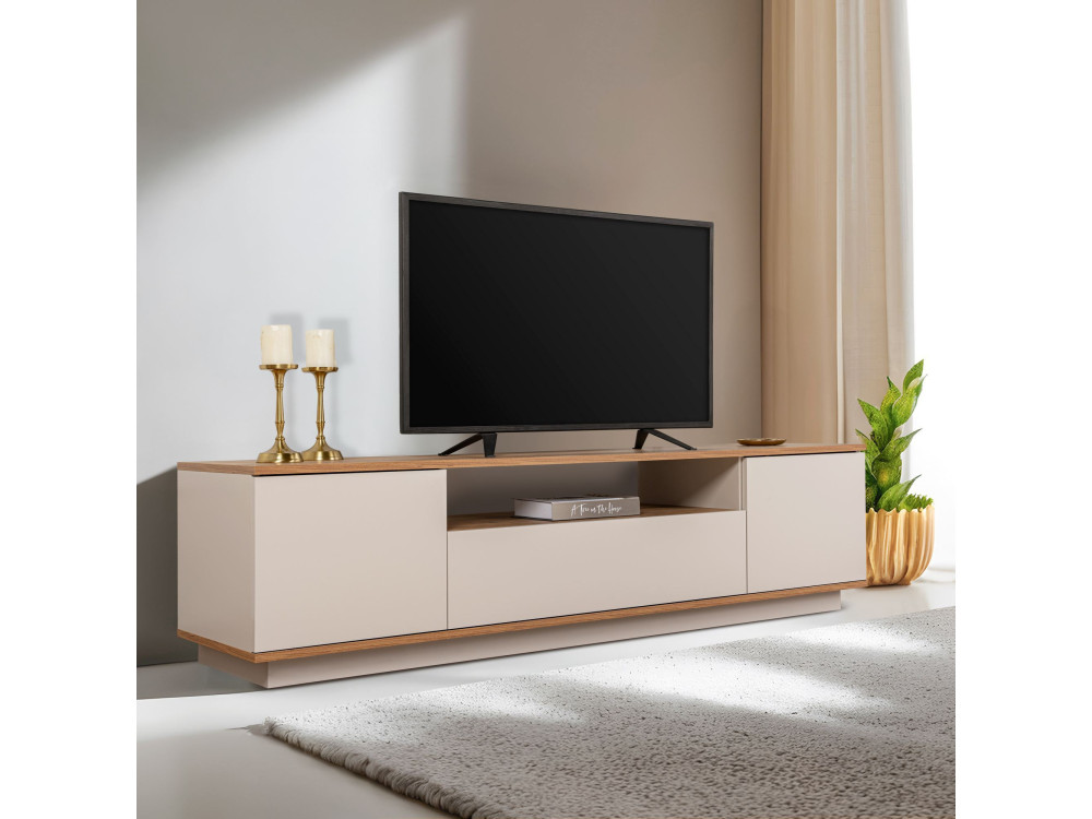 Soporte de TV de madera "Veramont" - 180 x 44 x 44 cm - Crema