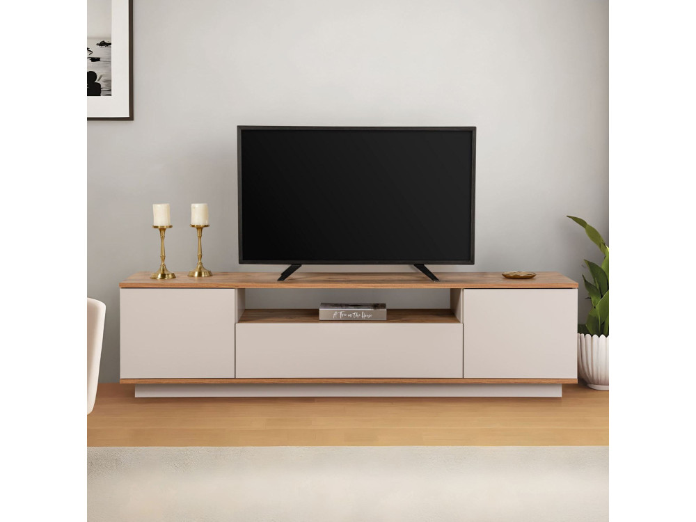 Soporte de TV de madera "Veramont" - 180 x 44 x 44 cm - Crema