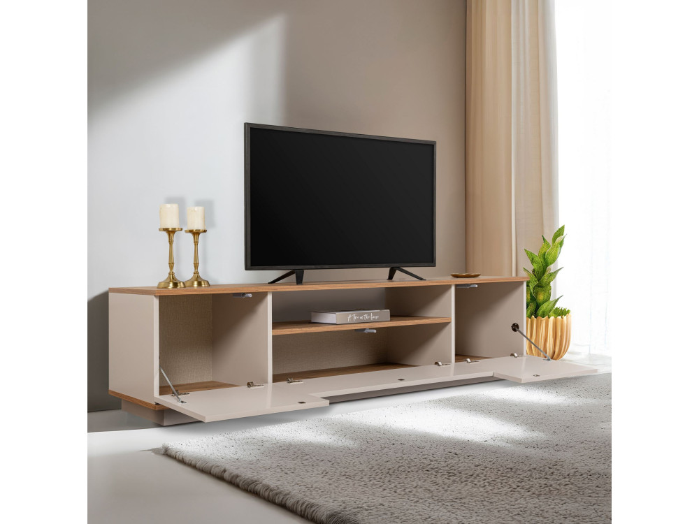 Soporte de TV de madera "Veramont" - 180 x 44 x 44 cm - Crema