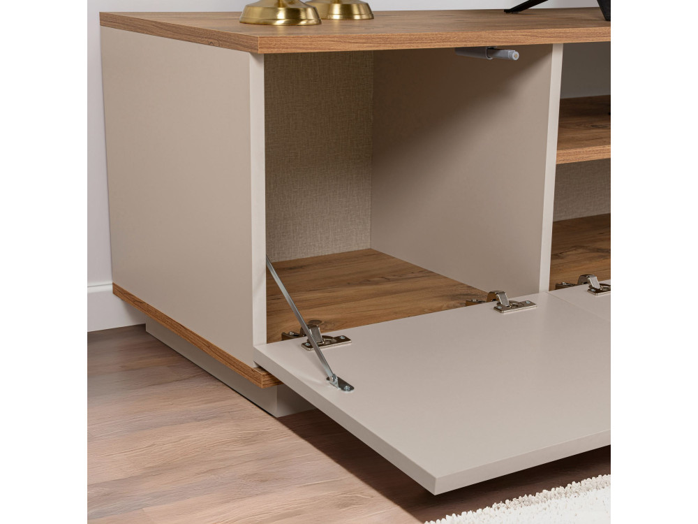 Soporte de TV de madera "Veramont" - 180 x 44 x 44 cm - Crema