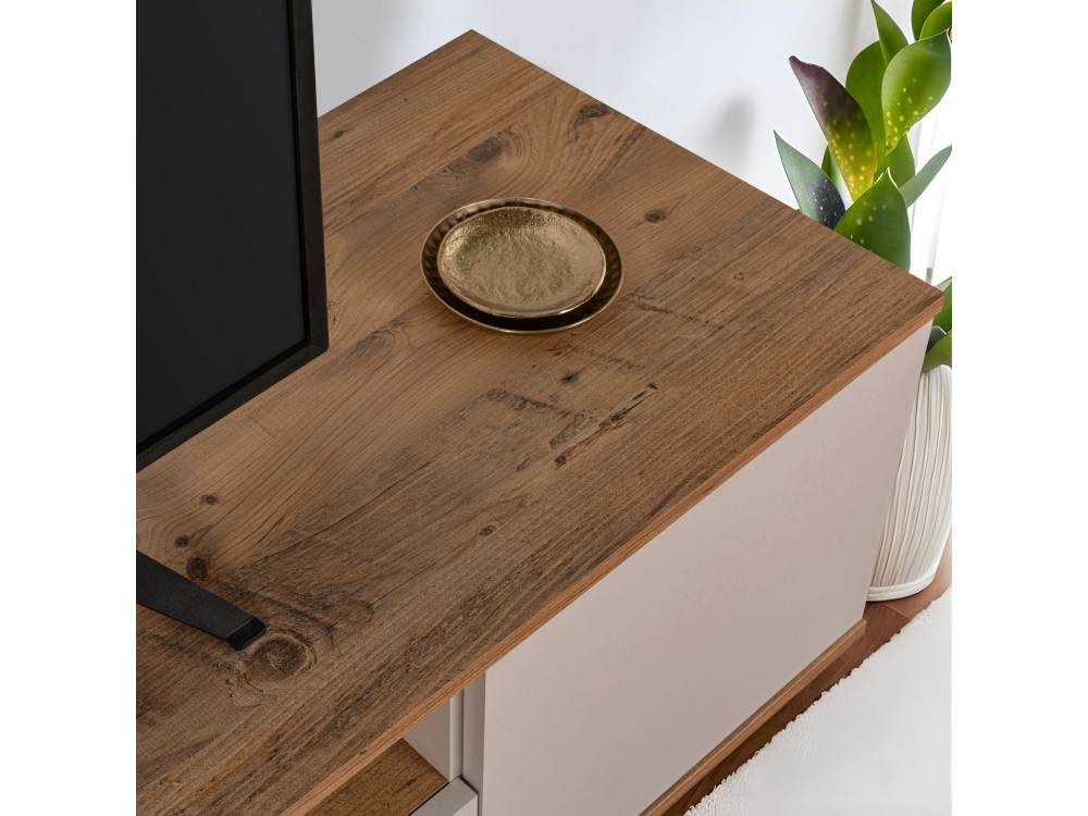 Soporte de TV de madera "Veramont" - 180 x 44 x 44 cm - Crema