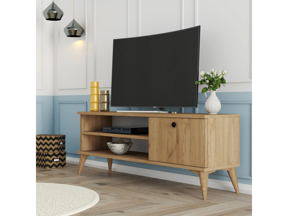 Soporte de TV de madera "Retro" - 120 x 29 x 44 cm - Beige