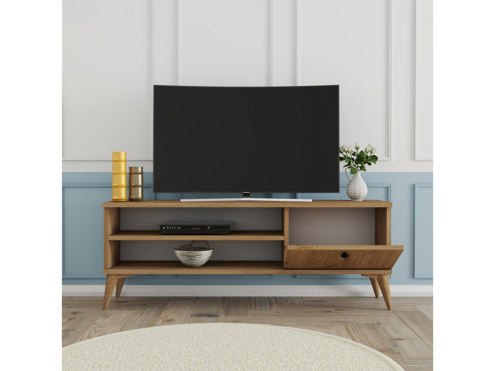 Soporte de TV de madera "Retro" - 120 x 29 x 44 cm - Beige