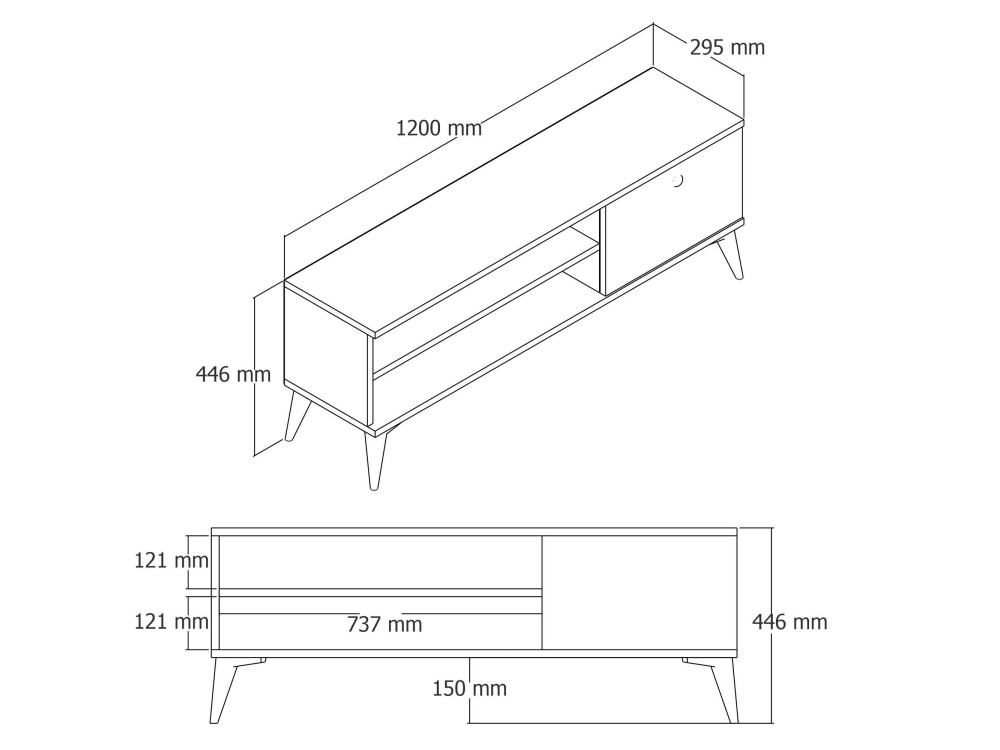 Soporte de TV de madera "Retro" - 120 x 29 x 44 cm - Beige