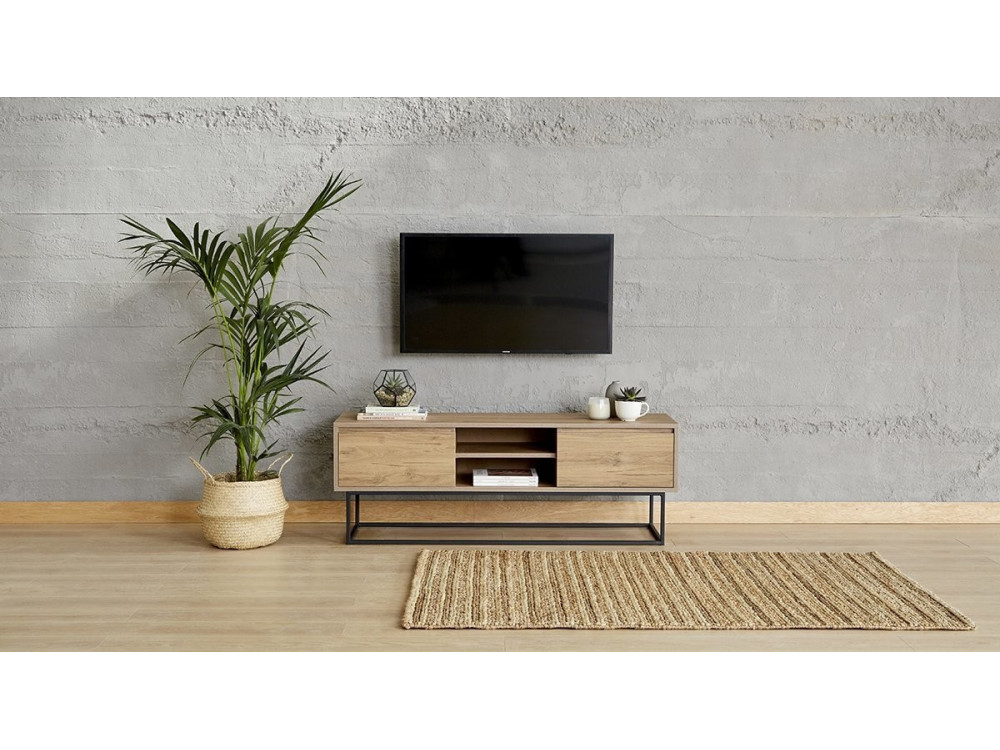 Soporte de TV de madera "Laxus" - 140 x 40 x 50 cm - Marrón
