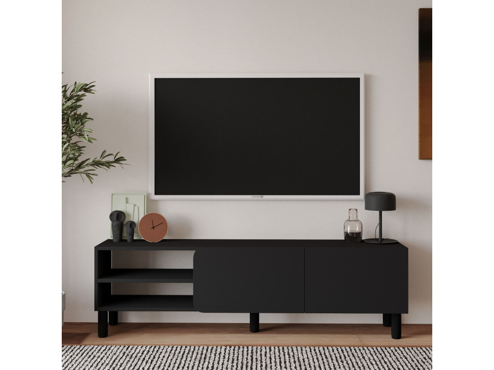 Soporte de TV de madera "River" - 150 x 31,4 x 48,2 cm - Antracita