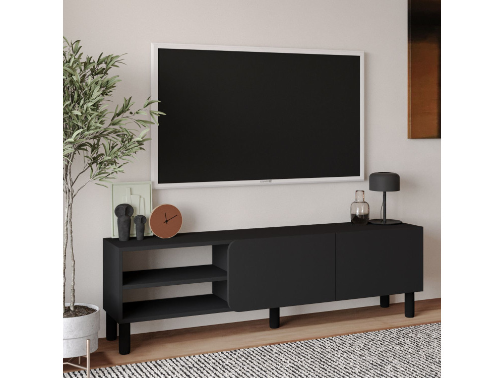 Soporte de TV de madera "River" - 150 x 31,4 x 48,2 cm - Antracita