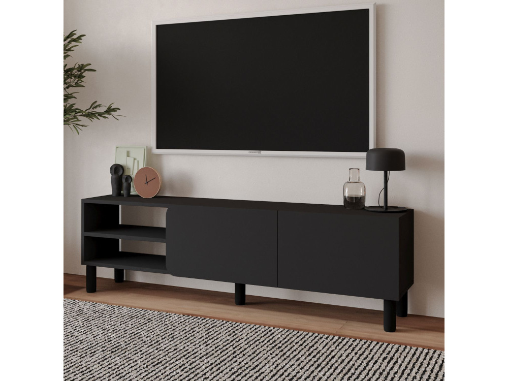 Soporte de TV de madera "River" - 150 x 31,4 x 48,2 cm - Antracita