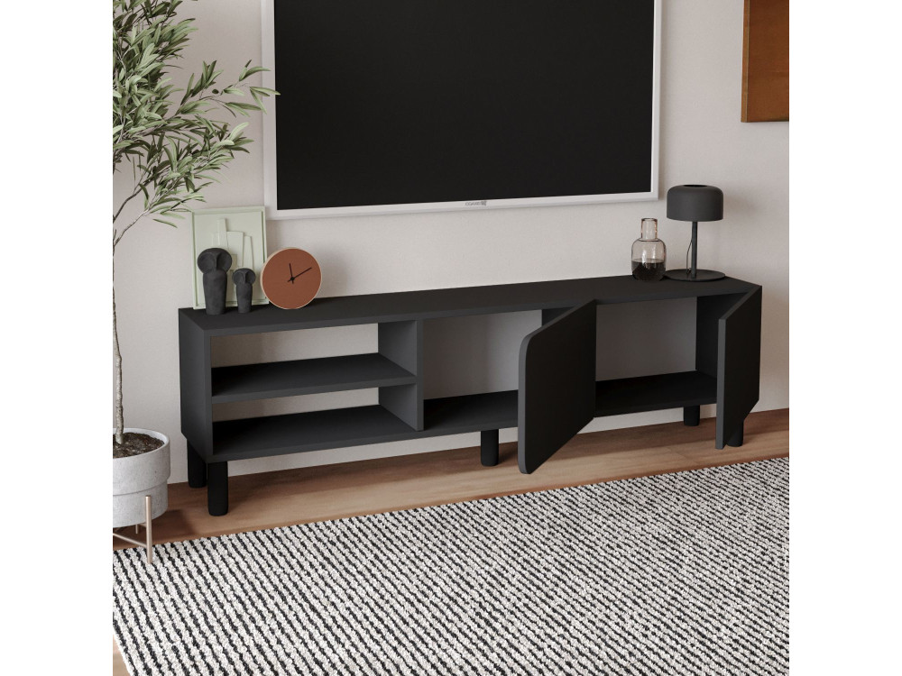 Soporte de TV de madera "River" - 150 x 31,4 x 48,2 cm - Antracita