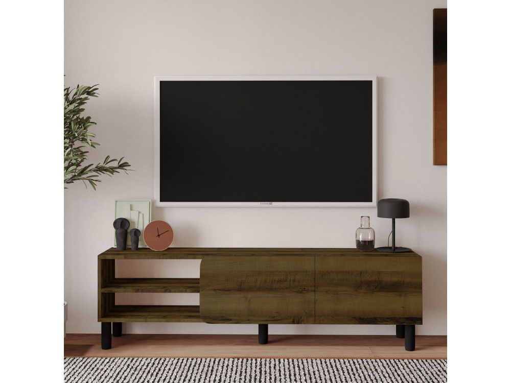 Soporte de TV de madera "River" - 150 x 31,4 x 48,2 cm - Nogal antiguo